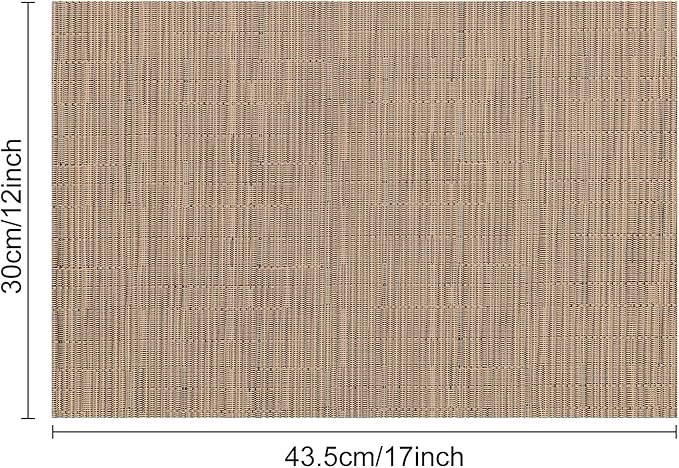 Myir JUN Placemats Set of 10, Vinyl Woven Placemats Place Mats Indoor Set of 10 Washable Table Mats Non-Slip Place mats for Dining Table (Light Brown)