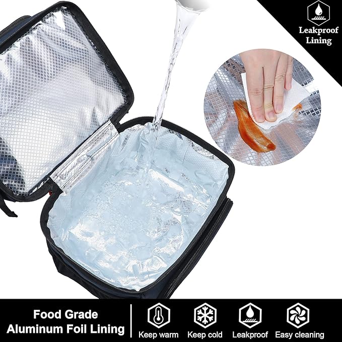 MIER Dual Compartment Lunch Bag Tote with Shoulder Strap for Men and Women Insulated Leakproof Cooler Bag, Dark Blue