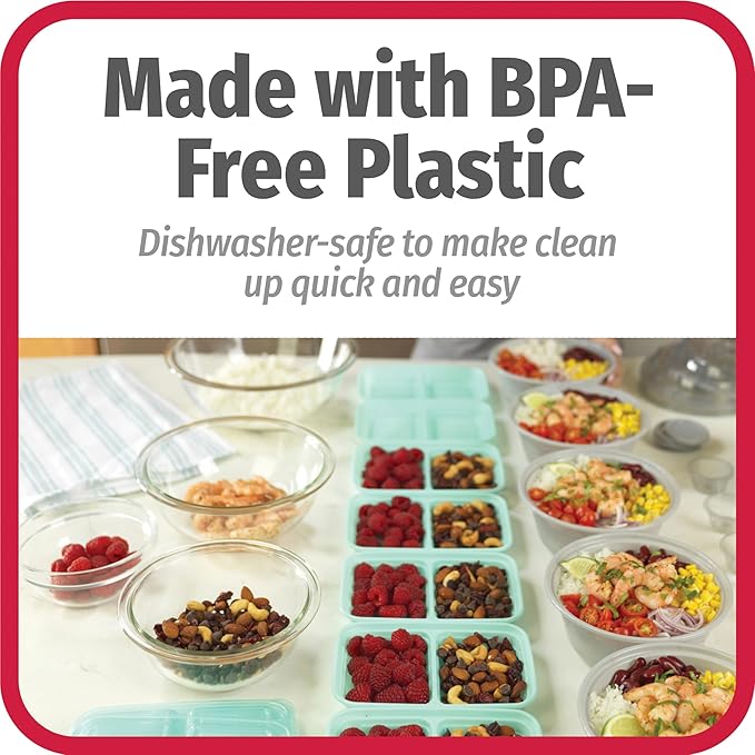 GoodCook Meal & Snack Prep Container Set, Includes Embossed Measurements & Color Coordinated Lids, Made Without BPA, 60-Piece Set