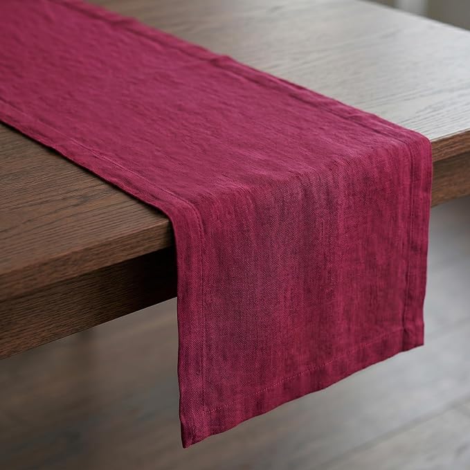 Solino Home Linen Table Runner 72 Inches Long - 100% Pure Linen Beet Table Runner 14 x 72 Inch - Diana Medium Weight