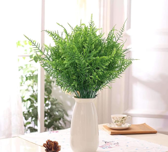 CATTREE Artificial Plants, Plastic Plants Bushes Fern Grass Shrubs Fake Leaves Wedding Home Garden Verandah Table Centerpieces Arrangements Christmas Party Decoration Planting Filler 4 Pcs
