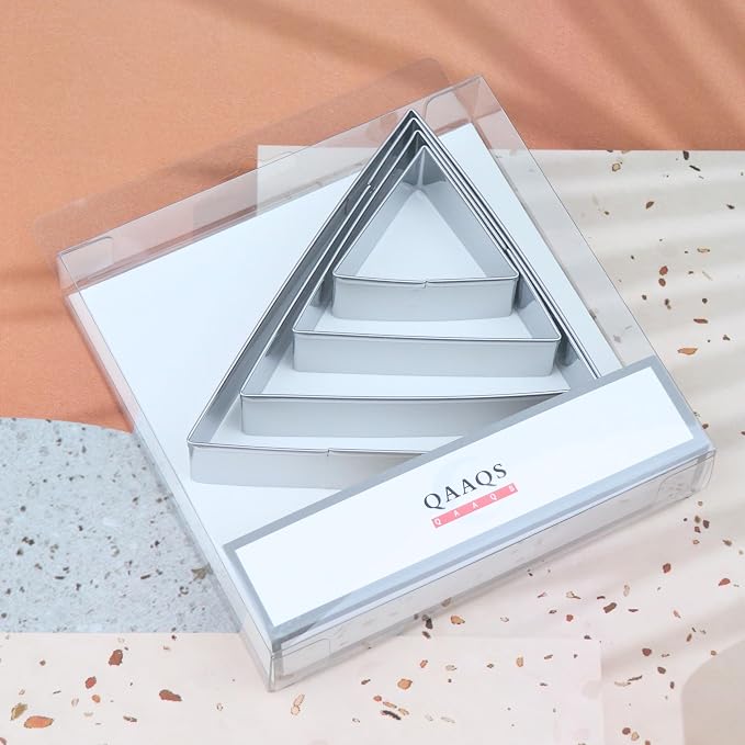 Equilateral Triangle Cookie Cutter Set Large - 5 Inch, 4 Inch, 3 Inch, 2 Inch - Geometric Frame Plaque Cookie Cutters Shapes Molds - Stainless Steel