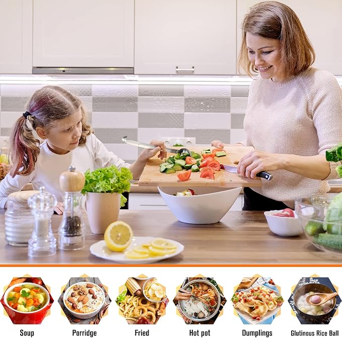 Cunhill 5 Pcs Soup Ladles Stainless Steel Serving Ladles with Long Handle for Serving, Cooking, Stirring, Portioning Kitchen Restaurant Accessories(2 oz)