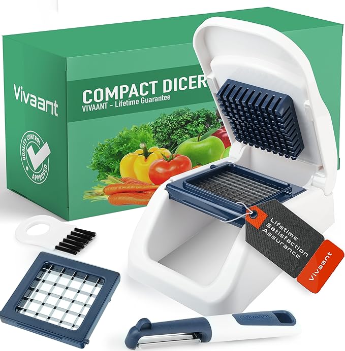 Vivaant Compact Mini Dicer - Perfect for Quickly Cubing and Dicing Vegetables, Vegetable Chopper and Cutter with Manual Hand Chopper for Onions and Small Veggies