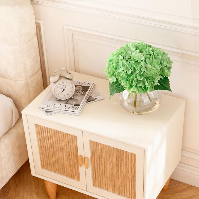Real Touch Faux Hydrangea Flowers in Glass Vase, No Watering Needed Silk Hydrangea Artificial Flowers for Farmhouse Wedding Decor Dining Table Centerpiece Bedroom Decor