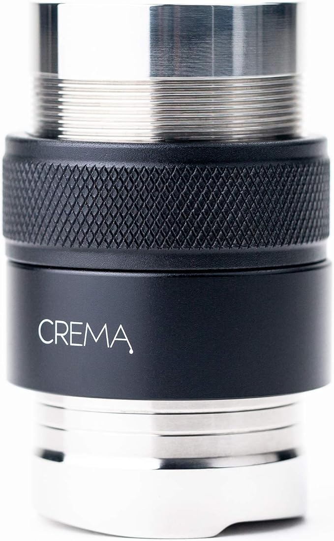 CREMA Coffee Products 39.25mm Hand Tamper & Coffee Distributor V2 for Flair | Compatible w/Classic, Signature, & Neo | Double-Sided, Adjustable Depth Tool | 304 Stainless Steel | Black