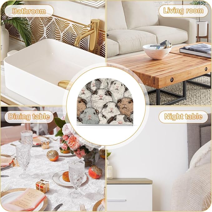 Fustylead Cute Guinea Pig Lovely Animal Napkin Holder for Table Acrylic Vertical Napkin Holders for Paper Napkins Decor Napkin Dispenser for Home Party Dining Cocktail Kitchen Accessories, 2 PC