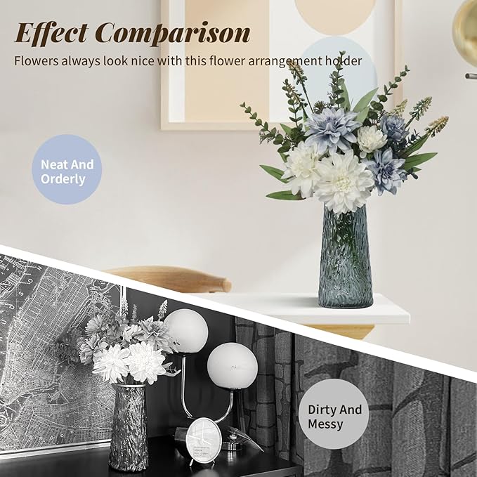 Fake Flowers with Vase,Silk Artificial Flowers in Vase,Fake Plants and Faux Flower Arrangement for Centerpiece Kitchen Table Decorations,Home Decor