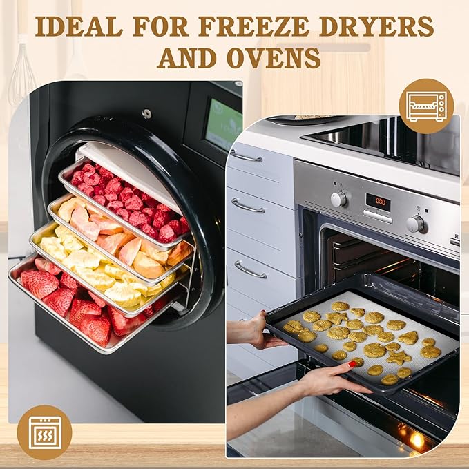 Silicone Baking Mats for Harvest Right Freeze Dryer Trays, Small/Medium/Large, Food-Safe Non-Stick Freeze Drying Mats, Heat Resistant Reusable Oven Liners, Medium-5PCS