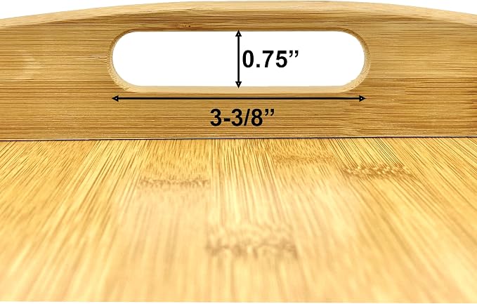 Bam & Boo Natural Bamboo Serving Tray Extra Large Rectangular with Handles for Food, Drinks, Storage, Decor, Vanity, Breakfast, Parties, Weddings, Picnics(23.6” x 15” x 2.35”, Natural)