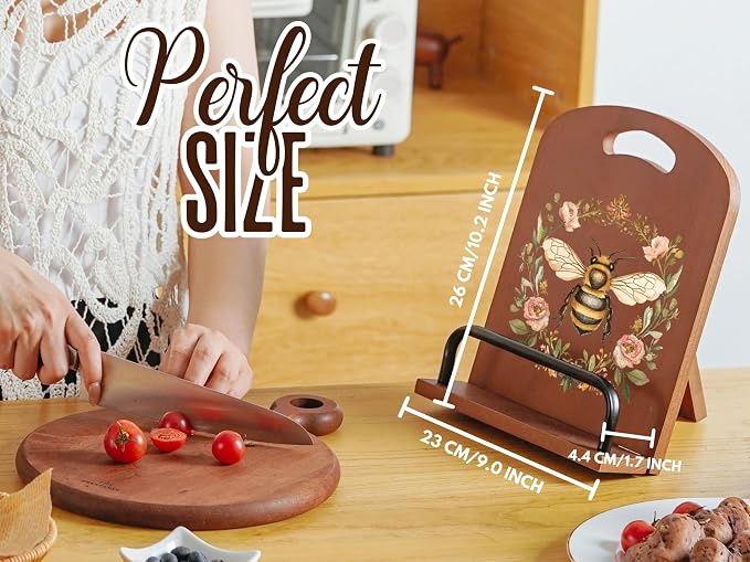 INNObeta Cookbook Stand for Kitchen Counter, Adjustable Tablet Recipe Book Holder, Perfect Gifts for Women, Mom, Grandma on Birthday, Unique Kitchen Decor, Bee