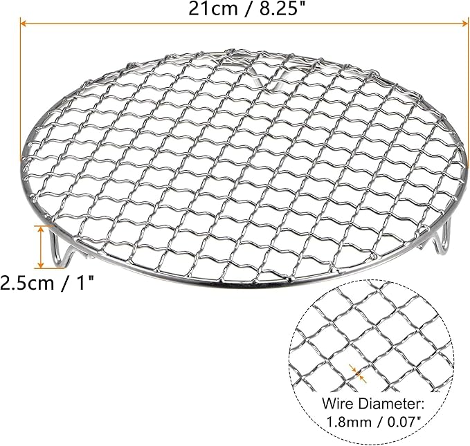 Comicfs Canning Rack Dia 8.25" 304 Stainless Steel Barbecue Baking and Cooling with Legs Heavy Duty Cross Wire Steaming Rack Cookware Fit for Air Fryer Instant Pot Pressure Cooker Canning (21cm/8.25")