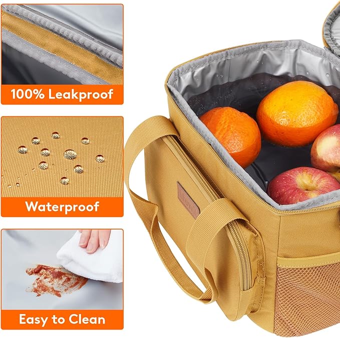 Lifewit Medium Lunch Bag, Insulated Lunch Box, Soft Cooler Cooling Tote for Adult Men Women, Brown 12-Can (9L)