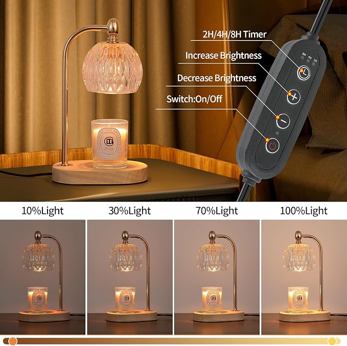 MEIXISUE Candle Warmer Lamp with Timer and Dimmer,Flameless Electric Wax Melt Warmer for Jar Candles With 2 Bulbs,House Warming Gifts,Mother's Day/Birthday/Christmas Gifts For Mom/Wife,Home Decor Lamp