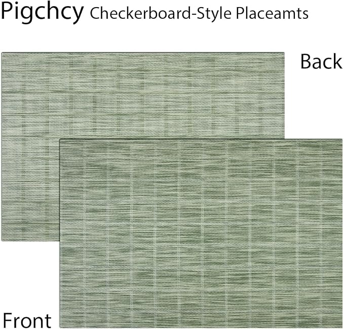 PIGCHCY Countryside Placemats Set of 4 Woven Heat Resistant Placemats Washable Easy to Clean Table Mats for Dining Room and Decor (Pear Green)