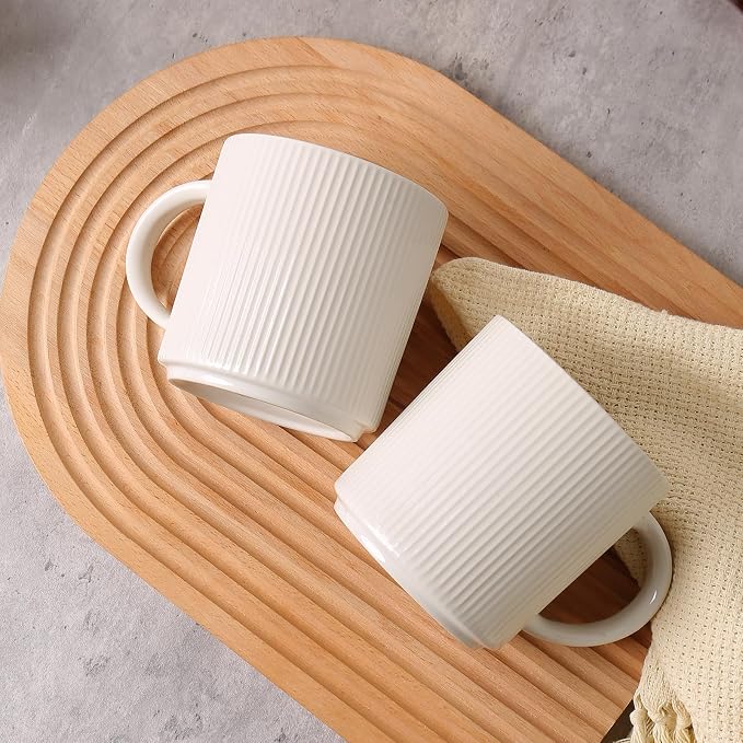 MONITO Coffee Mugs Set of 6, 16 oz Mugs Set, Ceramic Coffee Cups with Large Handles, Suitable for Lattes, Hot tea, Cappuccinos, Mochas and Cocoa,White