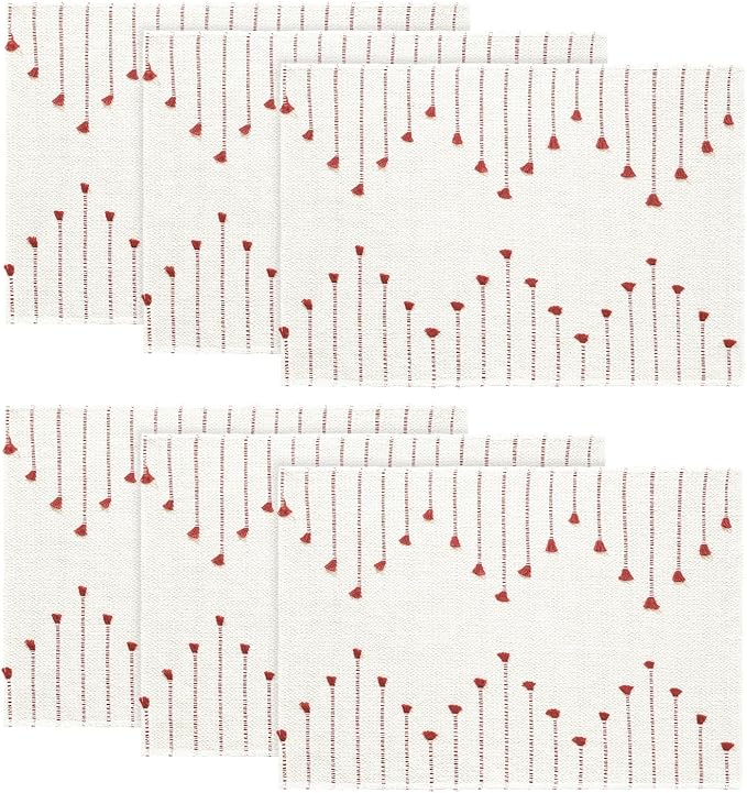 Artoid Mode Red Farmhouse Woven Rustic Placemats Set of 6,12x18 Seasonal Holiday Macrame Burlap Kitchen Dining Table Decoration for Home Party Decor