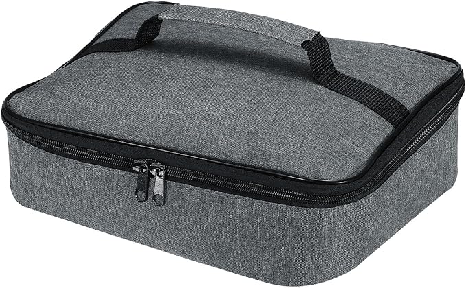 PATIKIL 11"x8.7"x2.8" Insulated Lunch Bag, Waterproof Lunch Box with Handle Lunch Tote Bag Portable Food Storage for Office Work Outdoor Picnic, Grey Black