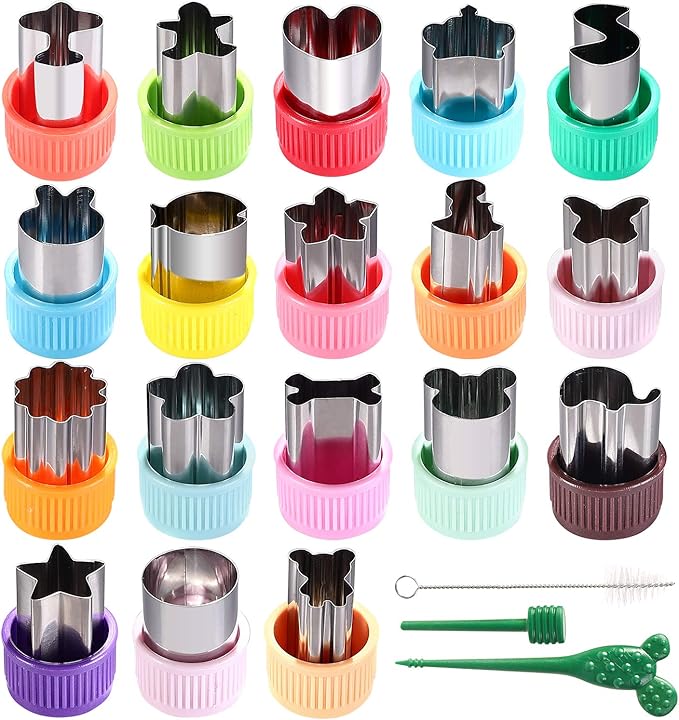 18 pcs Cookie Cutters Fruit Cutter Mini Sizes Set Vegetable Cutter Cookie Pastry Stamps Mold, Bento Lunch,Bread, Sandwich