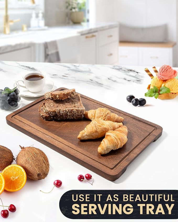 Axeman Mini 9x6" Walnut Wood Cutting Board with Juice Groove for Kitchen Countertop, USA-Sourced Thick American Black-Walnut Wooden Chopping Board Charcuterie Board Butcher Block for Meat Vegetables