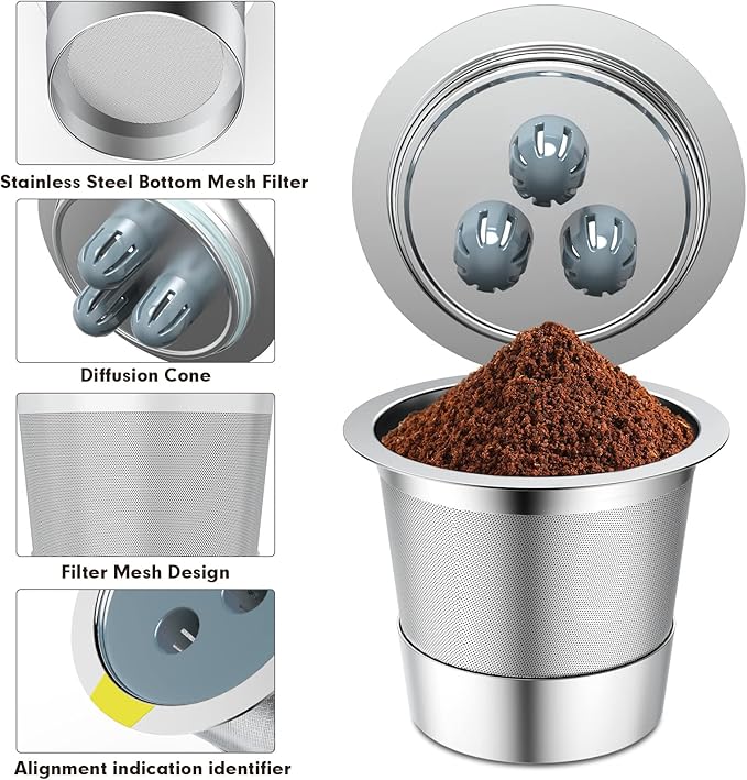 Stainless Steel Reusable K Cups Compatible with Ninja Coffee Upgrade2 Pack K Cups Reusable Coffee Pods Fit Ninja CFP201 CFP300 CFP305 CFP307 CFP400 Not Fit Single Hole (2Pack)