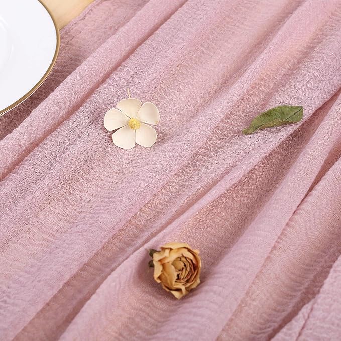 13ft Dusty Pink Cheesecloth Table Runner 35x157 Inches Boho Gauze Cheese Cloth Table Runner for Wedding Baby Bridal Shower Party Decorations