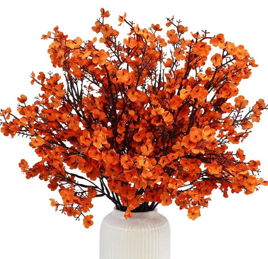 DoubleWood Caramel Silk Flowers, 10PCS Artificial Babys Breath Flowers, Fake Flowers Fall Stems Decoration Gypsophila Bouquets for Home Garden,Farmhouse Table Centerpieces (10, Caramel)