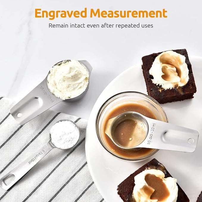 U-Taste Measuring Cups and Spoons Set of 15 : 7 Measuring Cups and 7 Measuring Spoons with 2 D-Rings and 1 Professional Magnetic Measurement Conversion Chart