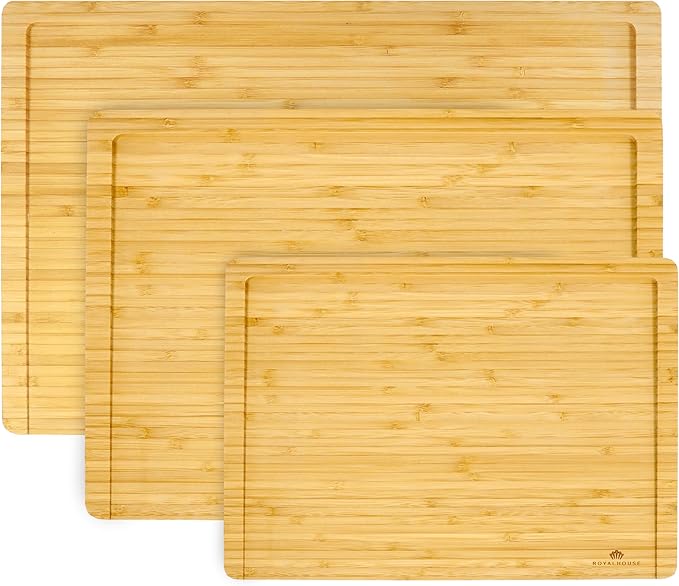 3 Pcs Bamboo Cutting Boards Set With Holder For Kitchen - 17x12x0.8-15x11x0.8-13x9.5x0.8 - Wood Cutting Board Set, Cutting Board Wood,Wooden Chopping Board,Wooden Cutting Board Set