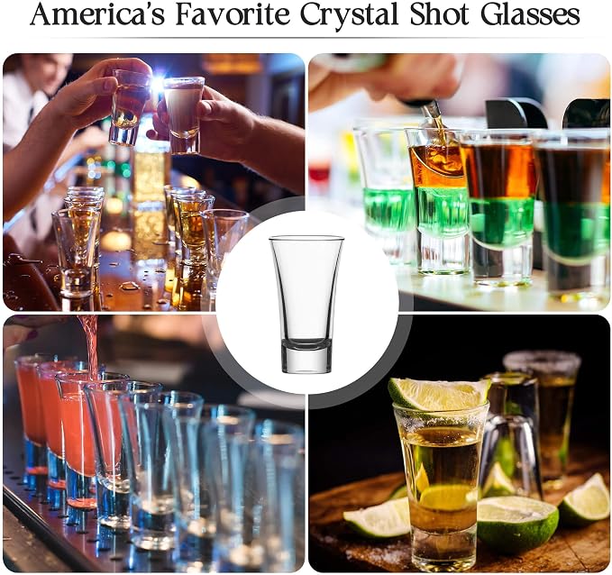 18 Pack Shot Glasses, 2 OZ Heavy Base Clear Shot Cups for Whiskey, Tequila, Vodka, Espresso - Durable Glasses Drinking Set for Home, Bars & Parties