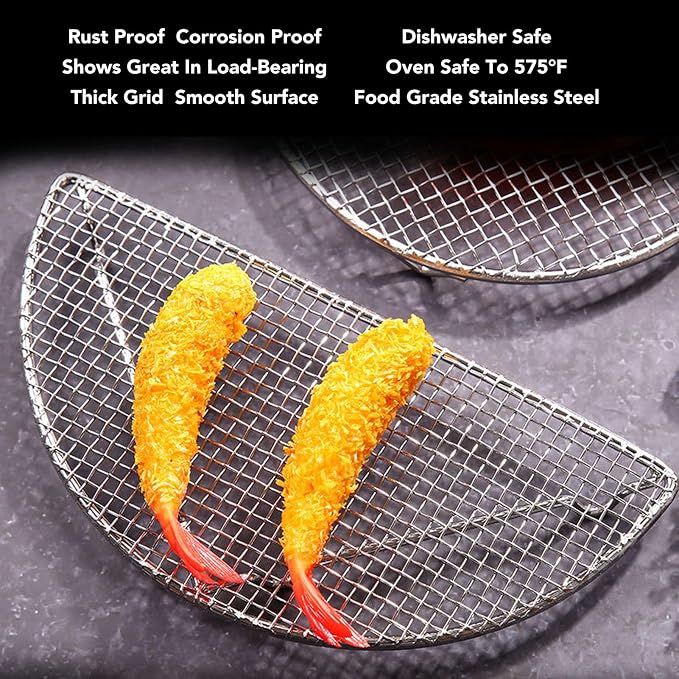 Stainless Steel Cooling Rack, Wire Baking Rack Set, Heavy Duty Oven Safe Cooking Rack for Roasting Grilling, Large Semicircle 20 cm