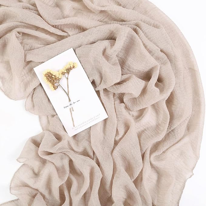 Sand Cheesecloth Table Runner 10ft Boho Gauze Sheer Table Runner for Bridal Wedding 35x120 Inches Rustic Cheese Cloth for Baby Shower Valentines Party Decorations