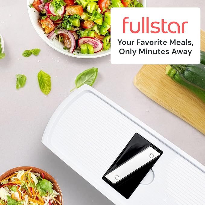 Fullstar Pro Original Vegetable Chopper & Mandoline - Chopper & Mandoline Lids - Food Chopper with Container, Fruit Slicer, Onion Dicer - All-in-One Prep Tool - Kitchen Gadgets & Gifts (6 in 1, White)