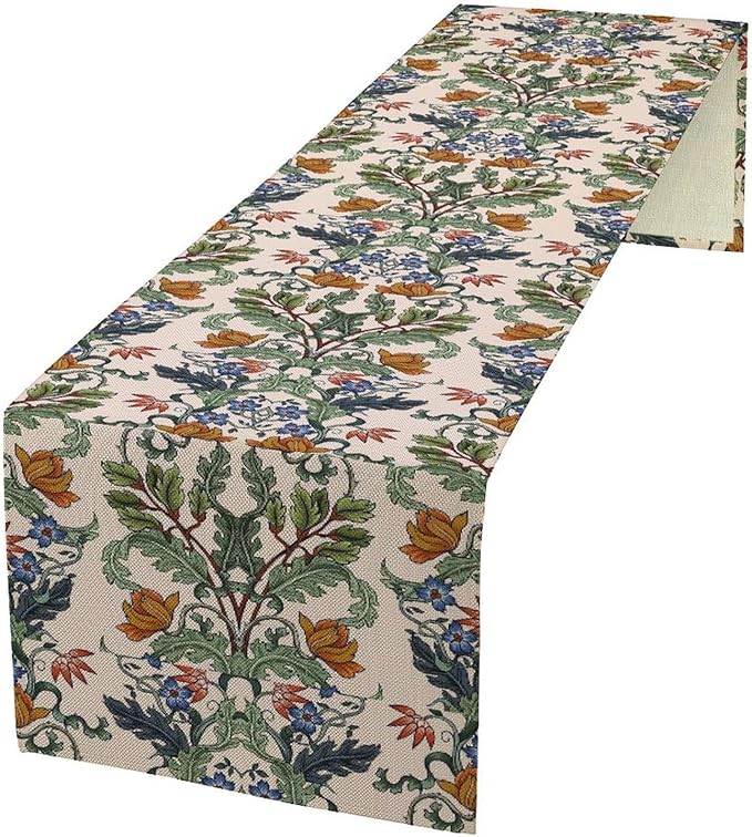 William Morris Table Runner,Vintage Floral Country Table Runner Farmhouse Kitchen Table Party Picnic Decor 13x108 Inch