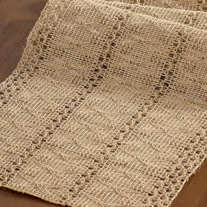 Burlap Brown Boho Woven Cotton Linen Table Runner 11"x36" with Tassels Rustic Macrame Farmhouse Table Runner for Summer Dining Room Wedding Kitchen Party