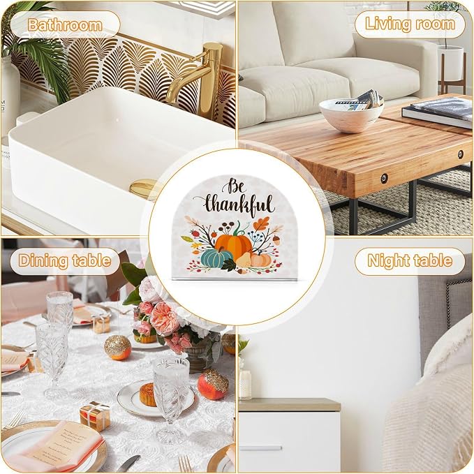 Thanksgiving Day Fall Autumn Pumpkins Napkin Holder for Tables Paper Cocktail Napkin Holders for Kitchen and Dinning, Acrylic Dinner Napkin Dispenser for Restaurant Home Decor Bar Accessories 2 Pack
