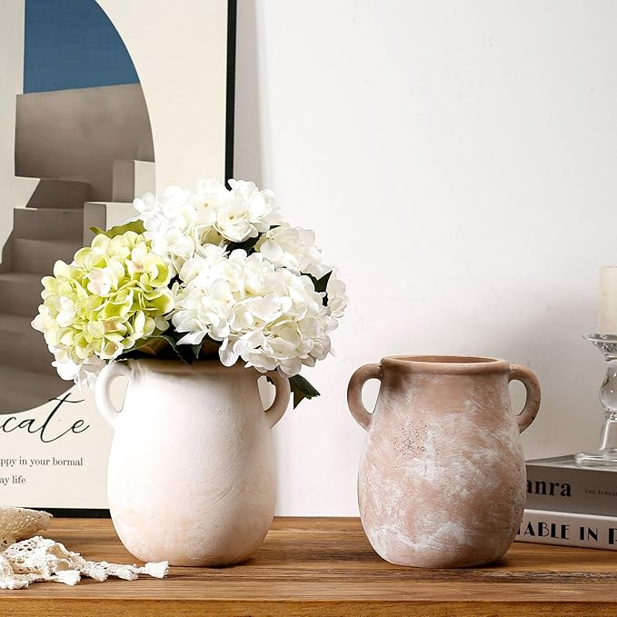 Rustic Kitchen Utensil Holder for Countertop, Ceramic Utensil Crock for Kitchen Counter,Farmhouse Spatula Organizer for Countertop, Vintage Crock Decor, Ideal Housewarming Gift (White)