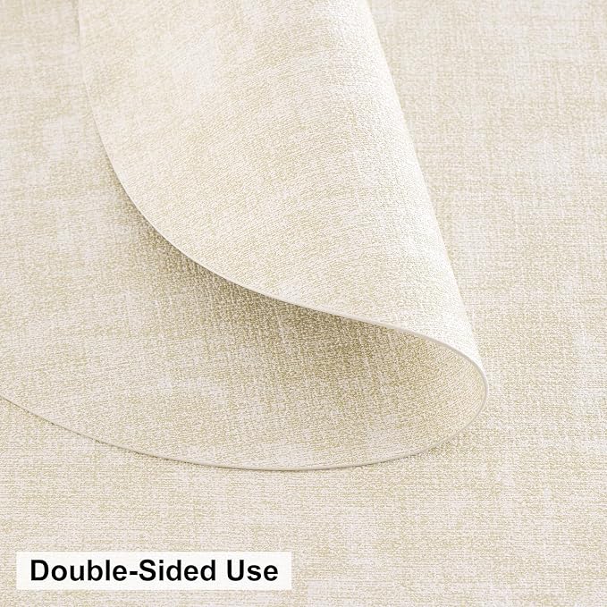 homing Round Faux Leather Placemat and Coaster 4 Packs, Washable Heat Resistant Dining Place Mats, Wipeable Double-Sided Table Mats for Indoor and Outdoor, Diameter 13 and 3.93 inch, Beige