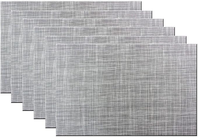 Placemats for Dining Table Mats Set of 6 Washable Easy to Clean PVC Placemat (placemats Set of 6, Smoky Gray)