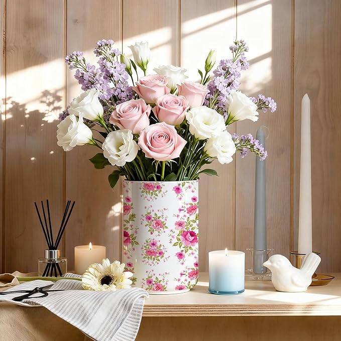 Utensil Holder,Pink Countertop Ceramic Utensil Holder,Large Cooking Utensil Crocks for Kitchen Counter Decor,Morden Utensil Organizer,Ceramic Vase for Kitchen Utensils, H6.3 xD4.7(Pink)