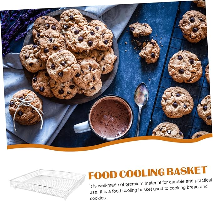 PRETYZOOM Stainless Steel Air Fryer Cooling Rack Stable Design for Cakes Cookies Muffins Multi Purpose Baking Tray for Grease Dripping Food Cooling Easy to Use