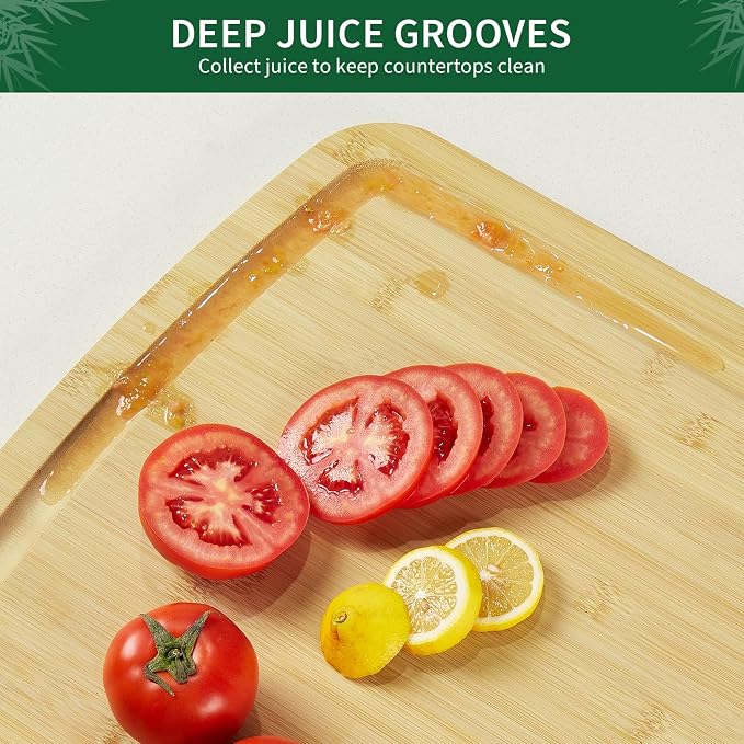 GarveeHome Extra Large Bamboo Cutting Board, 30.1 x 20 in Wooden Chopping Board for Kitchen, Butcher Block with Juice Groove and Handles, Stove Top Cover, Over Sink Noodle Board