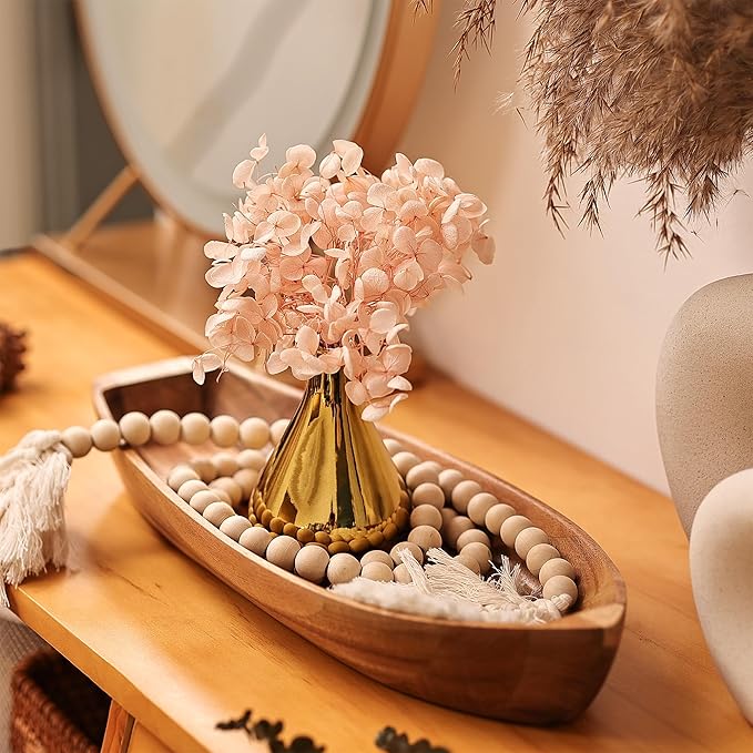 Lucky Boat Serving Tray, Acacia Solid Wood Interesting Shape Plate for Serving Desserts, Fruit, Snack and House Ornament,Key Tray,Functional and Storage Decorative Bowl。(L)