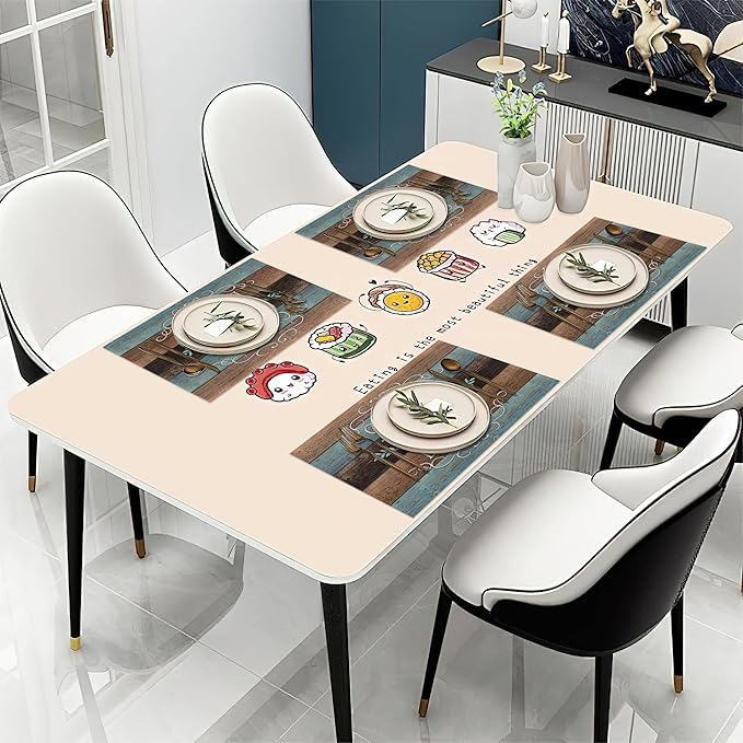 Thankful Grateful Blessed Placemats Set of 6 Place Mats for Kitchen Table Washable Farmhouse Linen Table Mats Dining Decoration 12x18 Inch