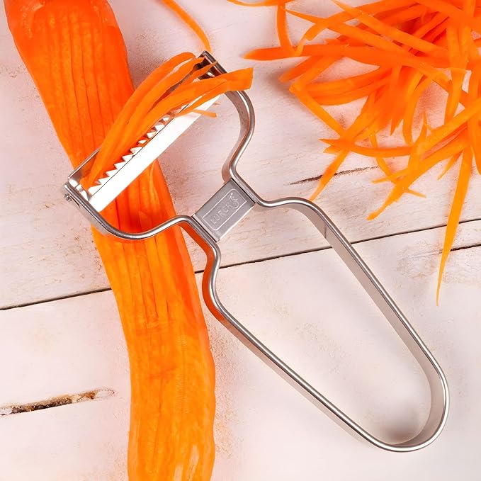 Lurch Julienne Stainless Steel Peeler – Ultrasonic Sharp Japanese Blade, Ergonomic Handle, Perfect for Fine Vegetable Strips & Decoration, Made to last & Durable