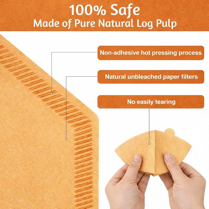 400 Count Coffee Filters #4, Disposable Coffee Filters 8-12 Cup,No Blowout,Unbleached Natural Coffee Filters 4 Cone Paper for Pour Over Coffer Makers/Coffee Dripper Cones