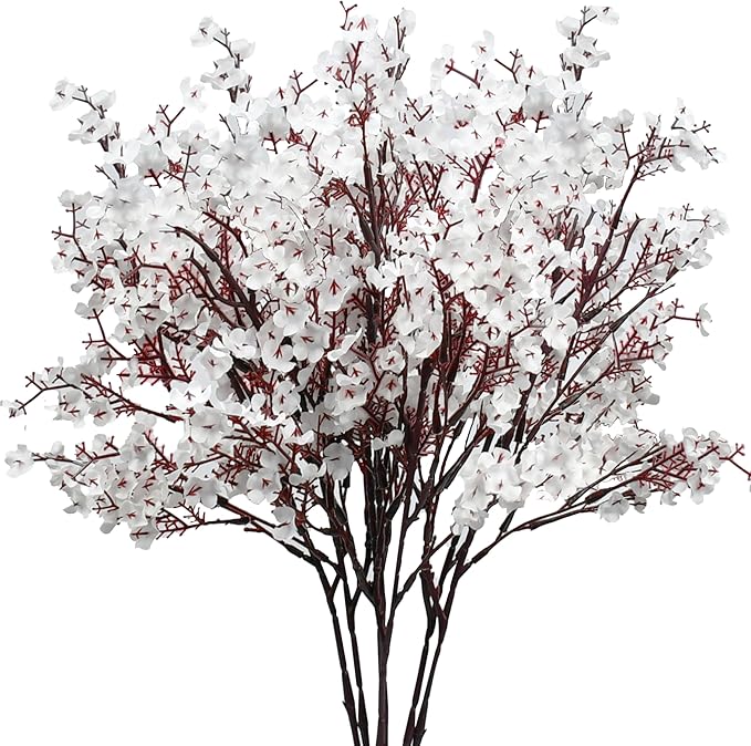 Mandy's White Artificial Baby’s Breath Flowers 6 Bundles Silk Gypsophila, 18.5 Inch European Style Modern Home Decor Centerpiece, Neutral Wedding Flower Arrangements