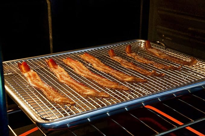 KITCHENATICS Stainless Steel Cooling, Baking & Roasting Racks - Heavy Duty Wire Metal Racks, Oven, Grill & Dishwasher Safe (2 Pack - 1 for Jelly Roll Pans 10" x15” & 1 for Quarter Sheet Pans