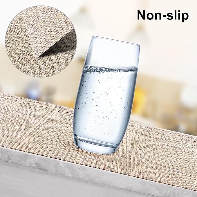 Aofmee Placemats, Placemats Set of 6, Heat Resistant Place Mats, Washable PVC Table Mats, Woven Vinyl Plastic Placemats for Dining Table, Non-Slip Stain Resistant Kitchen Table Placemats Easy to Clean