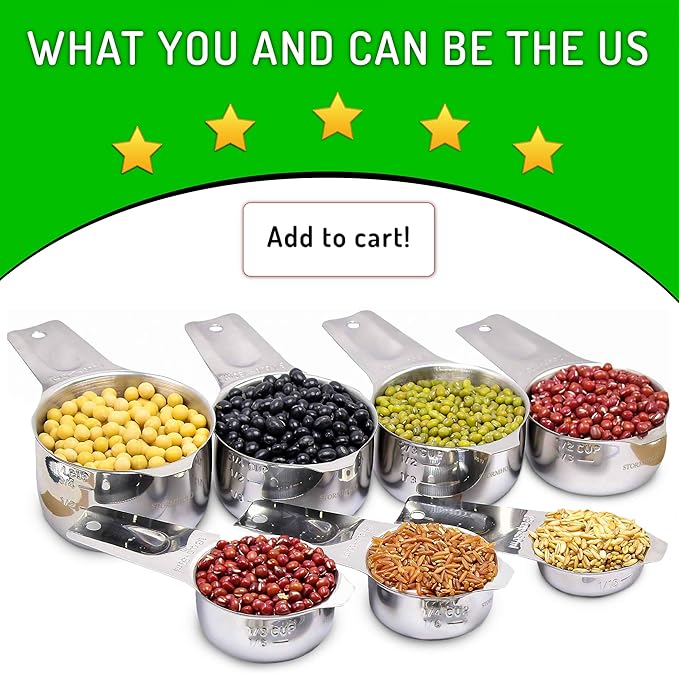 COLIBROX Stainless Steel Measuring Cups and Spoons Set of 17 Pieces - 7 Nesting Cups and 7 Stackable Spoons - Durable Professional Portable Kitchen Measuring Kit for Liquid Wet and Dry Ingredients